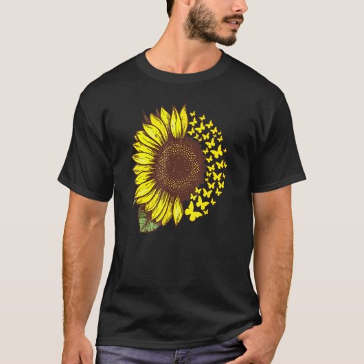 Butterfly Women Summer  Retro Sunflower Sun T-shirt (Voorkant)