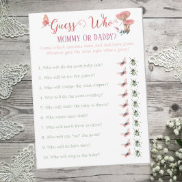 Butterfly Woodland Baby shower Raad eens wie gamen Kaart