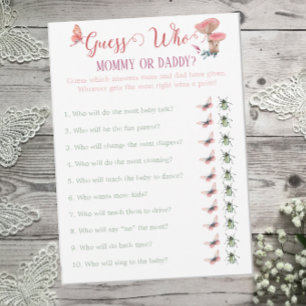 Butterfly Woodland Baby shower Raad eens wie gamen Kaart
