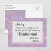 Butterfly - Word jij mijn bruidsmeisje? Uitnodiging Briefkaart (Voorkant / Achterkant)