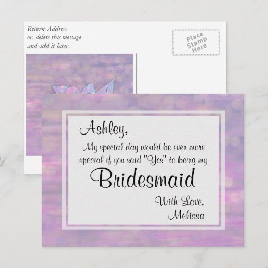 Butterfly - Word jij mijn bruidsmeisje? Uitnodiging Briefkaart (Voorkant / Achterkant)