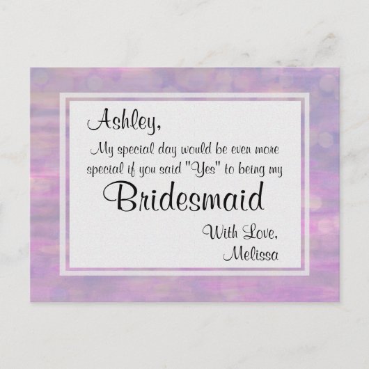 Butterfly - Word jij mijn bruidsmeisje? Uitnodiging Briefkaart (Voorkant)