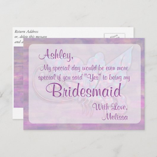 Butterfly - Word mijn bruidsmeisje? Uitnodiging Briefkaart (Voorkant / Achterkant)