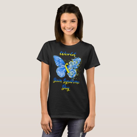 Butterfly World Down Syndrome Day Support en T-shirt (Voorkant volledig)