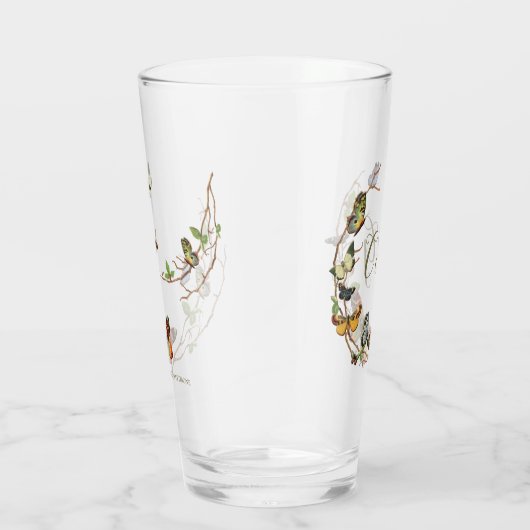 Butterfly Wreatmonogram Drink bril Glas (Rechts)