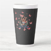 Butterfly Yoga Pose Zen Illustration Latte Mok (Voorkant)