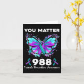 Butterfly You 988 zelfmoordpreventie bewustzijnsri Kaart (Gele Bloem)