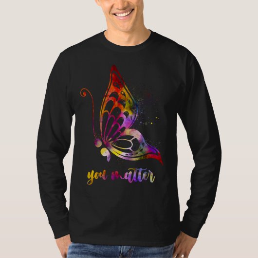 Butterfly You Matter LGBT Suicide Prevention Aware T-shirt (Voorkant)