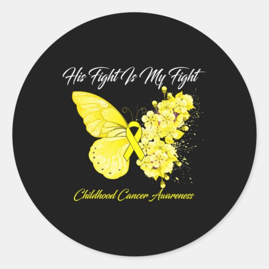 Butterfly zijn gevecht is mijn strijd tegen kanker ronde sticker (Voorkant)