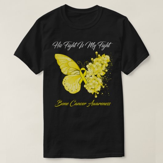 Butterfly Zijn gevecht is mijn strijd tegen kanker T-shirt (Design voorkant)