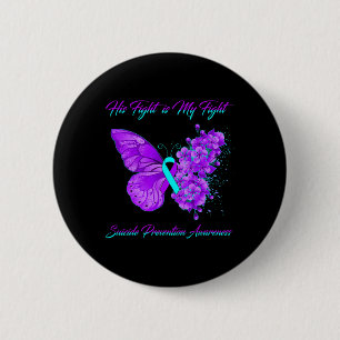 Butterfly Zijn gevecht is mijn strijd tegen zelfmo Ronde Button 5,7 Cm