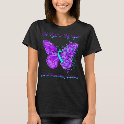 Butterfly Zijn gevecht is mijn strijd tegen zelfmo T-shirt (Voorkant)