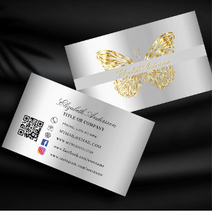 Butterfly zilver goud QR code Visitekaartje