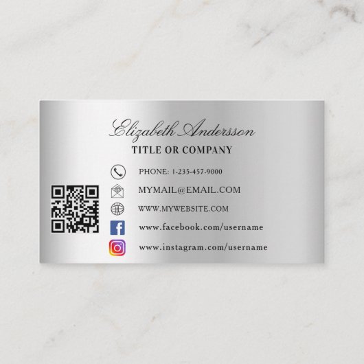 Butterfly zilver goud QR code Visitekaartje (Achterkant)