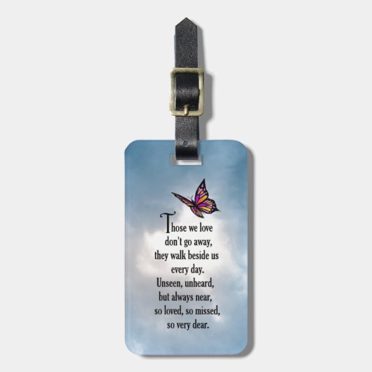Butterfly "Zo geliefd" gedicht Bagagelabel (Voorkant verticaal)
