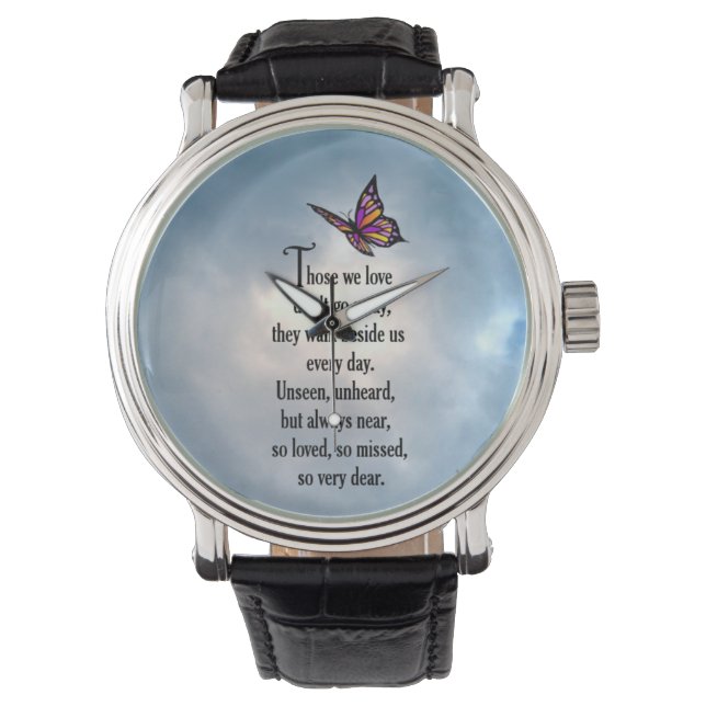 Butterfly "Zo geliefd" gedicht Horloge (Voorkant)
