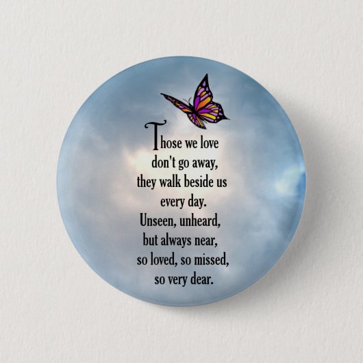 Butterfly "Zo geliefd" gedicht Ronde Button 5,7 Cm (Voorkant)