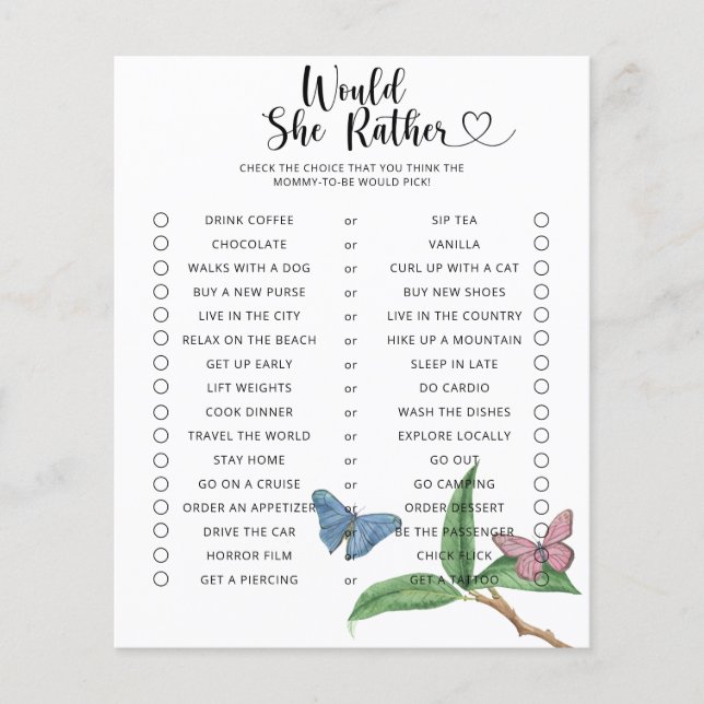 Butterfly / Zou ze liever Baby shower spelen? (Voorkant)