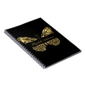Butterfly zwart goud elegante naam notitieboek (Rechterzijde)