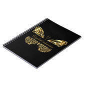 Butterfly zwart goud elegante naam notitieboek (Linkerzijde)