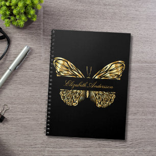 Butterfly zwart goud elegante naam notitieboek