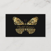 Butterfly zwart goud QR code foto Visitekaartje (Voorkant)