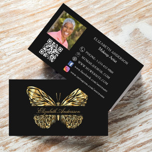 Butterfly zwart goud QR code foto Visitekaartje