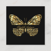 Butterfly zwart goud QR code script foto Vierkante Visitekaartje (Voorkant)