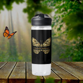 Butterfly zwart gouden naamschrift waterfles