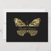 Butterfly zwart gouden script QR code visitekaartj Kaart (Voorkant)