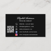 Butterfly zwart zilver QR code elegant script Visitekaartje (Achterkant)