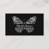 Butterfly zwart zilver QR code elegant script Visitekaartje (Voorkant)