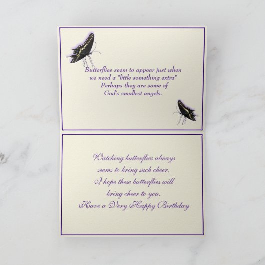 ButterflyBdayWishes-aanpassen Kaart (Binnen)
