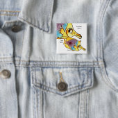 Butterflyfish Two Fish Personised Pin Vierkante Button 5,1 Cm (In situ)