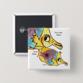 Butterflyfish Two Fish Personised Pin Vierkante Button 5,1 Cm (Voorkant /achterkant)