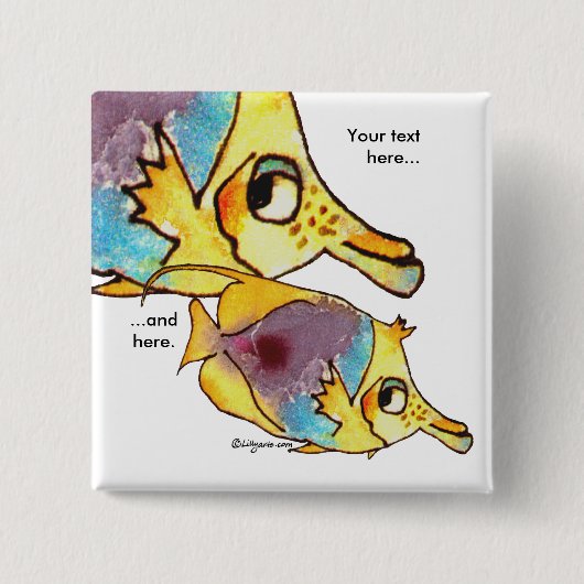 Butterflyfish Two Fish Personised Pin Vierkante Button 5,1 Cm (Voorkant)