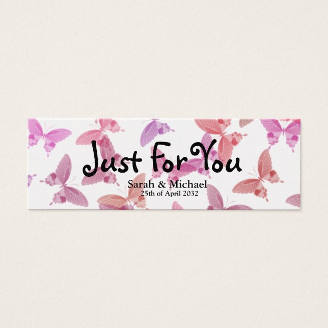Butterfly'Just for You's Trouwgunst Gift label Mini Visitekaartjes (Voorkant)