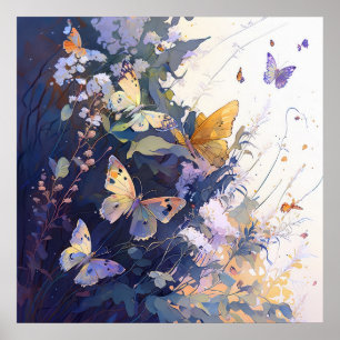 Butterfy Portret Dier Schilderen Wildlife Forest Poster