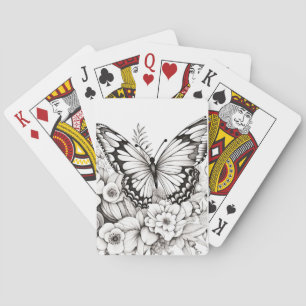 Butterfy Vreedzame Natuur Prairie Schetstekening Pokerkaarten