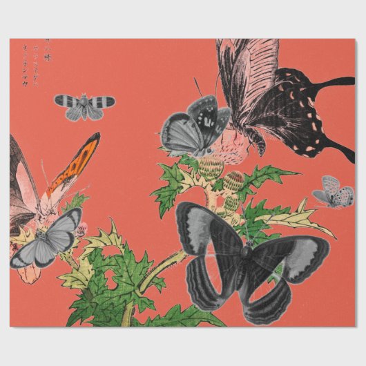 BUTTERLIE VAN Wrapppapier EN RODE JAPANS Cadeaupapier (Vlak)