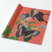 BUTTERLIE VAN Wrapppapier EN RODE JAPANS Cadeaupapier (Uitgerold)