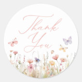 Butterly Wildflower Baby shower Ronde Sticker (Voorkant)