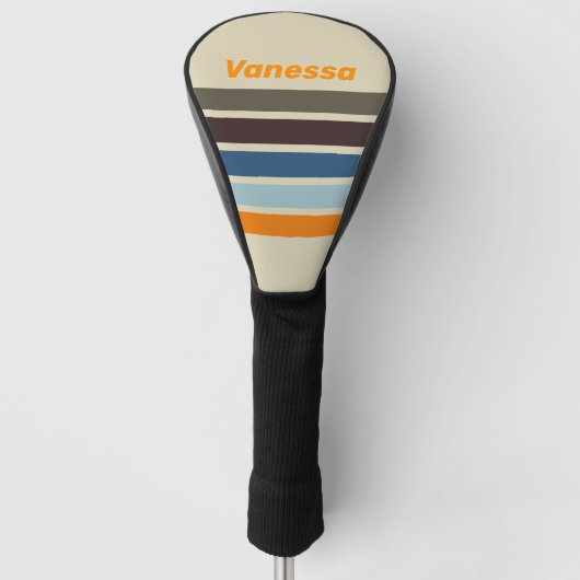 Butternut Fade over Strepen met Naam Golfheadcover (Voorkant)
