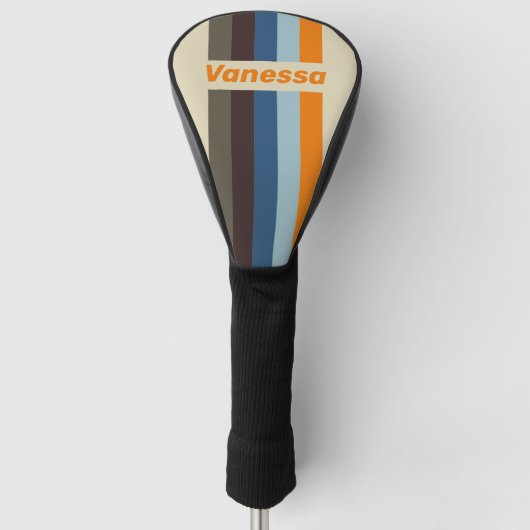 Butternut Fade Pin Gestreepte met Naam Golfheadcover (Voorkant)