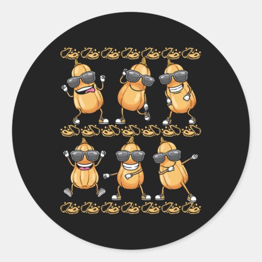 Butternut Squash Dancing Vegan Groente Ronde Sticker (Voorkant)