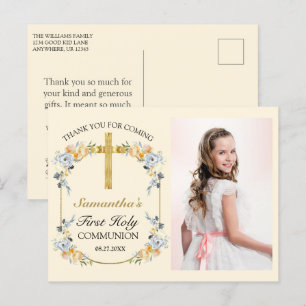  Butterroom Floral Heilige Communie Dank u wel Briefkaart