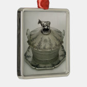 Butterschaal met een gevorste glasbasis metalen ornament (Rechts)