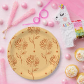 Butterscotch Colored Sunflower Pattern Papieren Bordje (Feest)