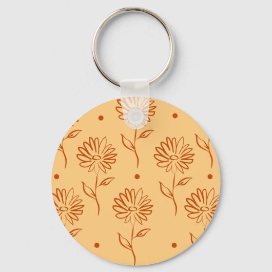 Butterscotch Colored Sunflower Pattern Sleutelhanger (Voorkant)