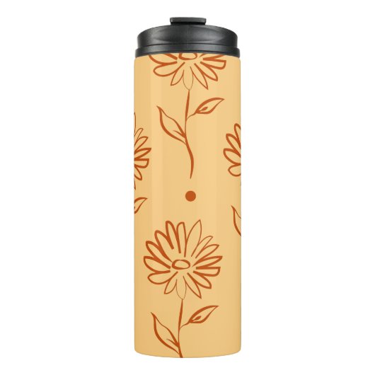Butterscotch Colored Sunflower Pattern Thermosbeker (Voorkant)